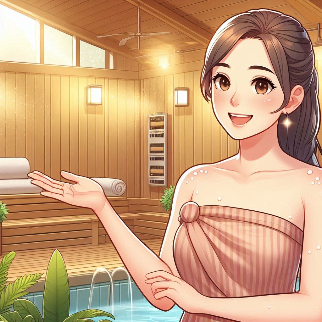 vrouw legt eerste keer sauna uit